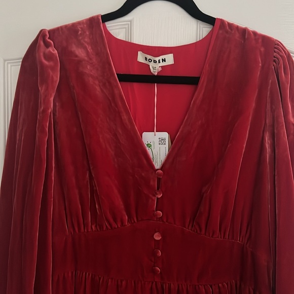 Boden Elise Midi Red Velvet Dress size 12 NWT - Picture 5 of 7